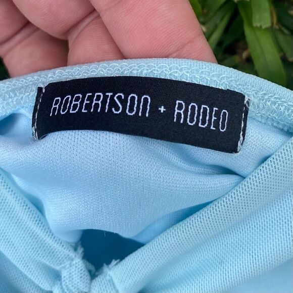 Robertson + Rodeo Blue Cinched Puff Sleeve Top | M - Picture 2 of 5